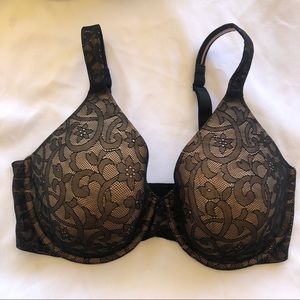 AmBrielle 38DDD Black Beige Floral Lace Bra B21